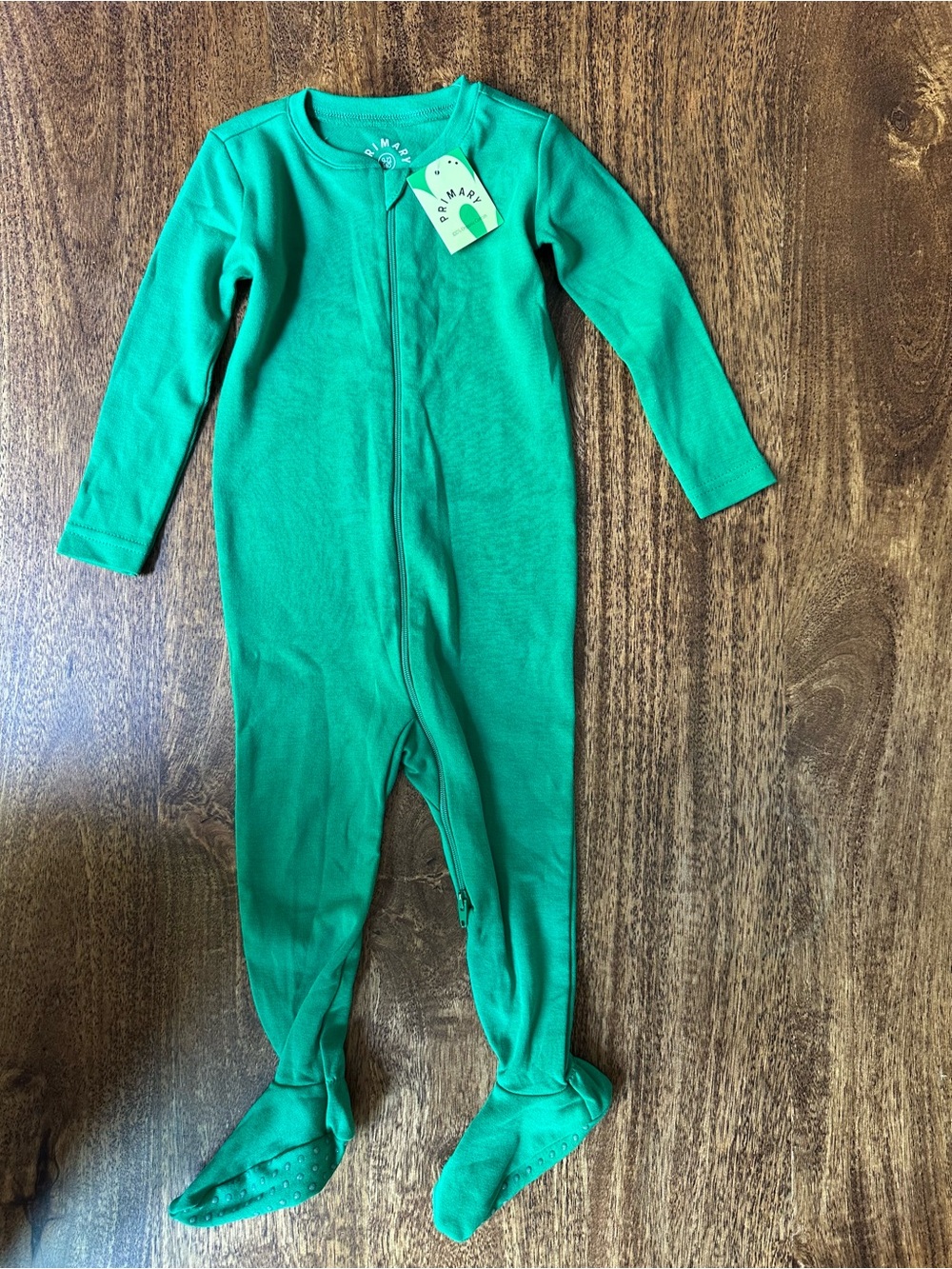 Primary Green Footed Double-Zipper Pajama (9-12 months)
